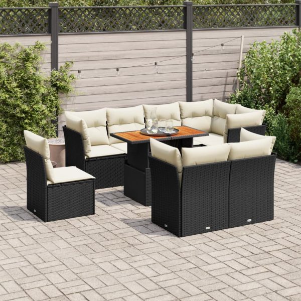 9-Delige Loungeset Met Kussens Poly Rattan - Afbeelding 16