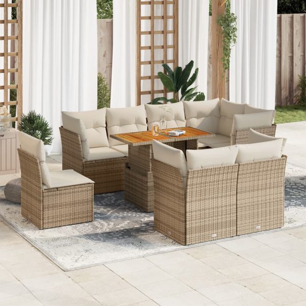 9-Delige Loungeset Met Kussens Poly Rattan - Afbeelding 13