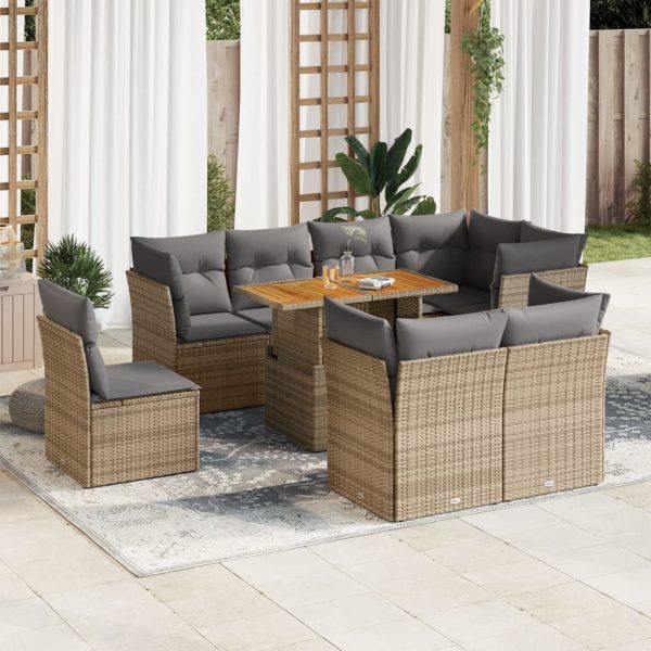 9-Delige Loungeset Met Kussens Poly Rattan - Afbeelding 15