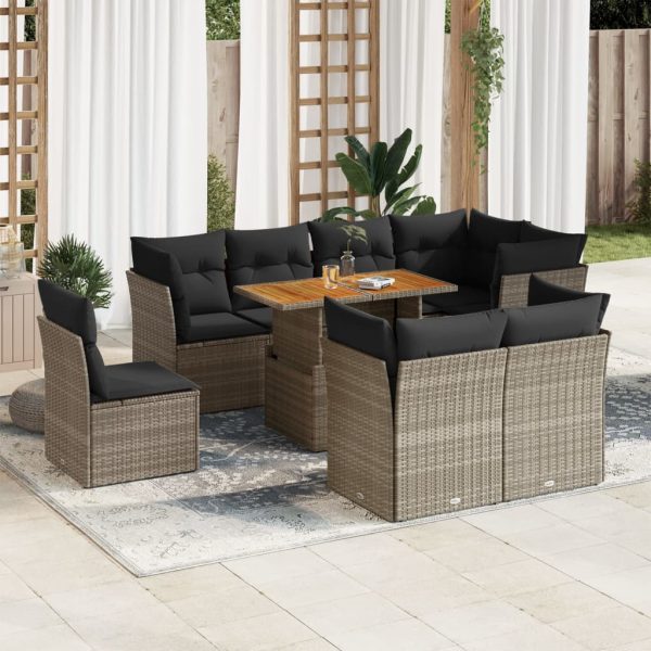 9-Delige Loungeset Met Kussens Poly Rattan - Afbeelding 14