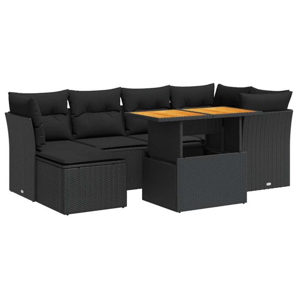 7-Delige Loungeset Met Kussens Poly Rattan - Afbeelding 2