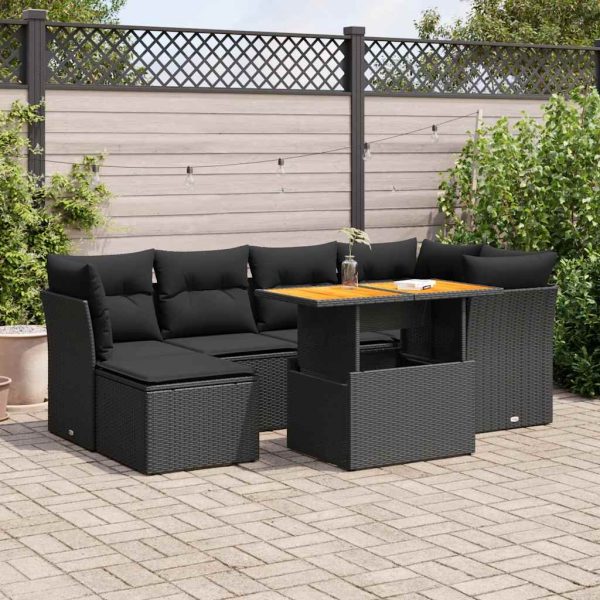 7-Delige Loungeset Met Kussens Poly Rattan