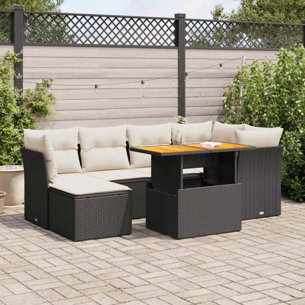 7-Delige Loungeset Met Kussens Poly Rattan - Afbeelding 15