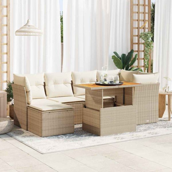 7-Delige Loungeset Met Kussens Poly Rattan - Afbeelding 13