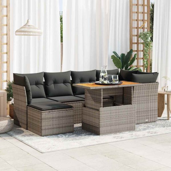 7-Delige Loungeset Met Kussens Poly Rattan - Afbeelding 16