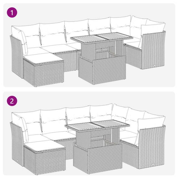 8-Delige Loungeset Met Kussens Poly Rattan - Afbeelding 7