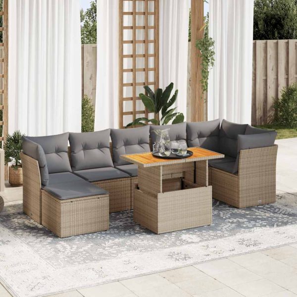 8-Delige Loungeset Met Kussens Poly Rattan - Afbeelding 16