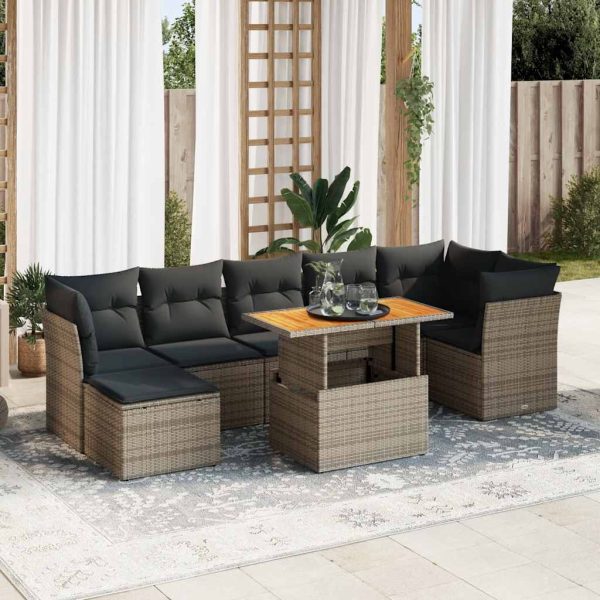 8-Delige Loungeset Met Kussens Poly Rattan - Afbeelding 15