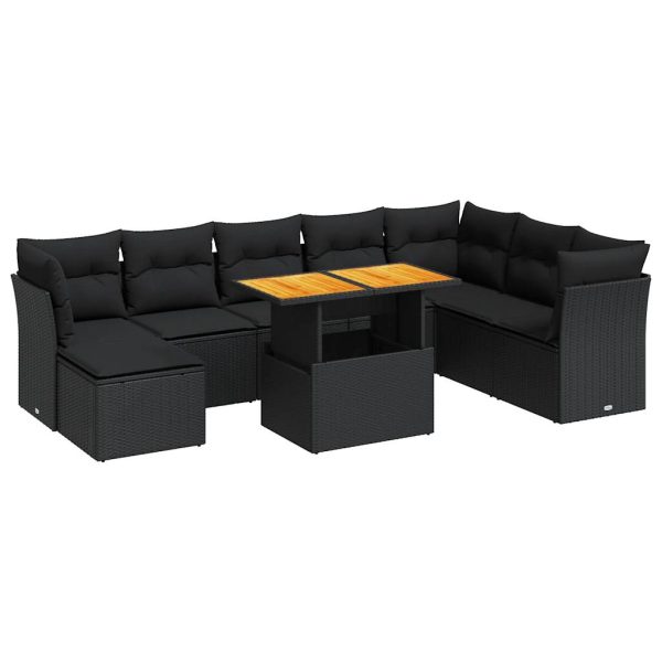 9-Delige Loungeset Met Kussens Poly Rattan - Afbeelding 2