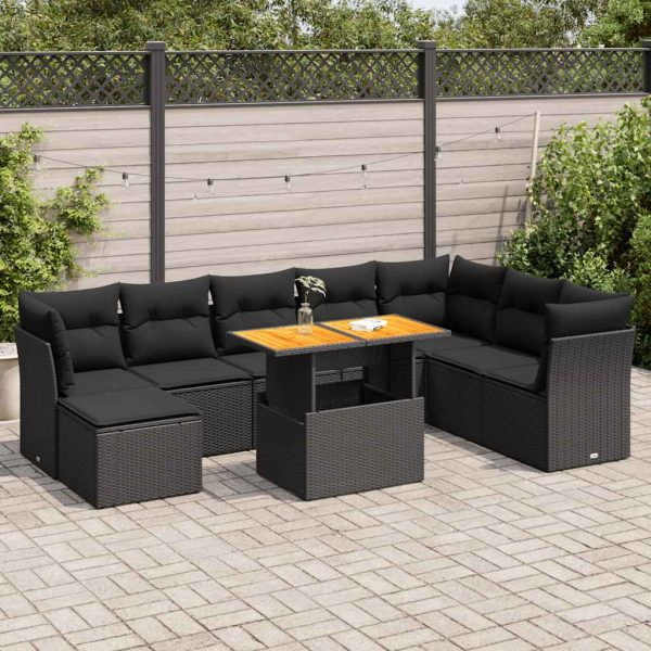 9-Delige Loungeset Met Kussens Poly Rattan