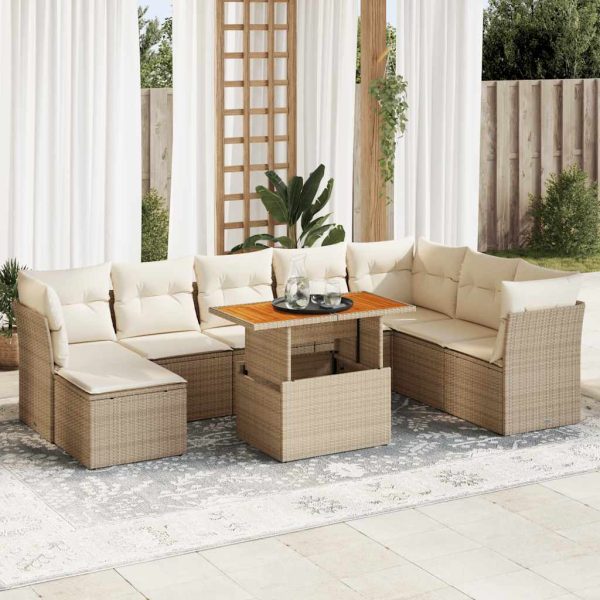 9-Delige Loungeset Met Kussens Poly Rattan - Afbeelding 13