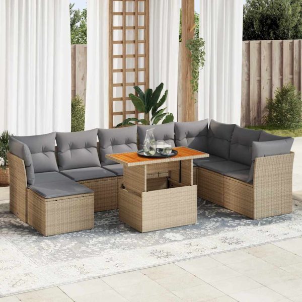 9-Delige Loungeset Met Kussens Poly Rattan - Afbeelding 15