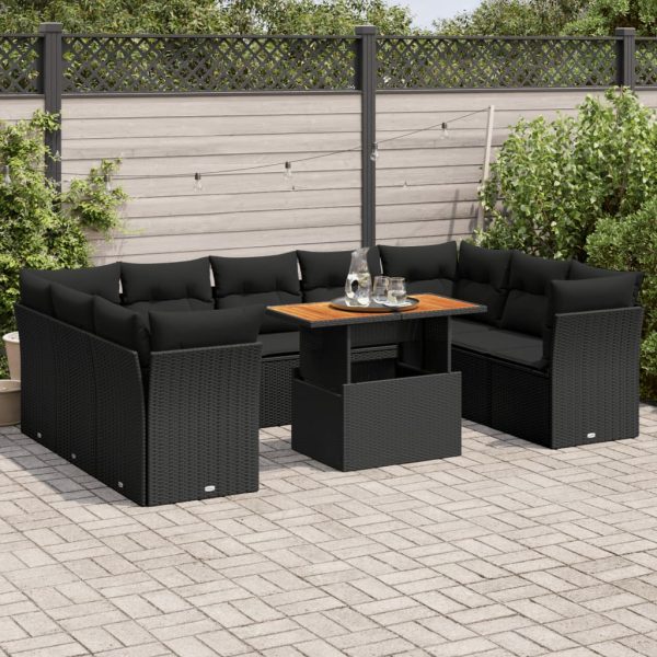 10-Delige Loungeset Met Kussens Poly Rattan