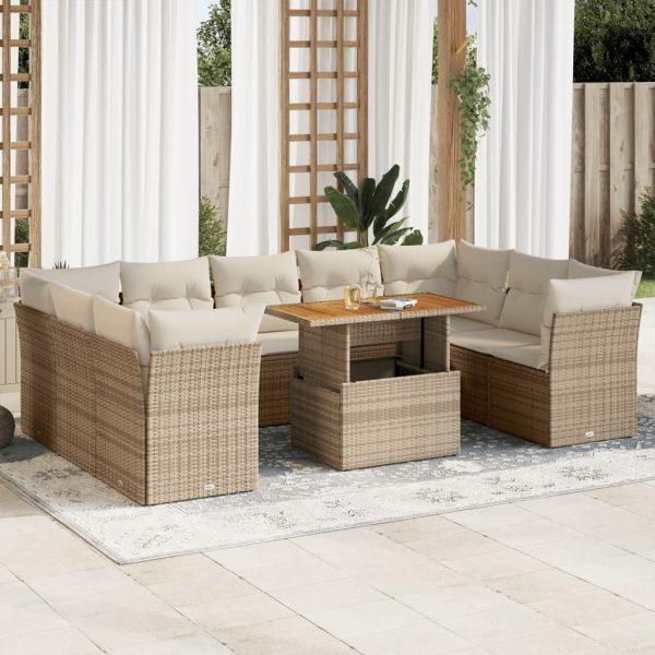 10-Delige Loungeset Met Kussens Poly Rattan - Afbeelding 14