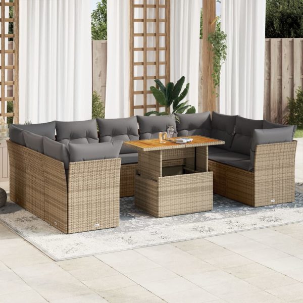 10-Delige Loungeset Met Kussens Poly Rattan - Afbeelding 15