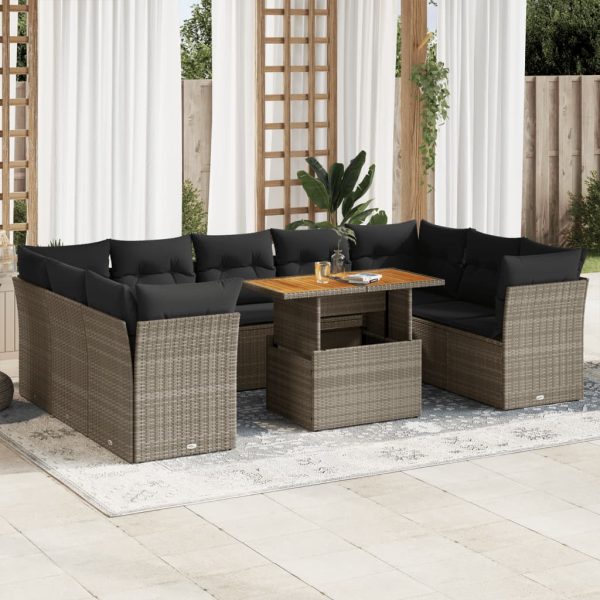 10-Delige Loungeset Met Kussens Poly Rattan - Afbeelding 13