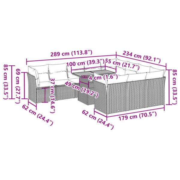 1 Loungeset Met Kussens Poly Rattan - Afbeelding 11