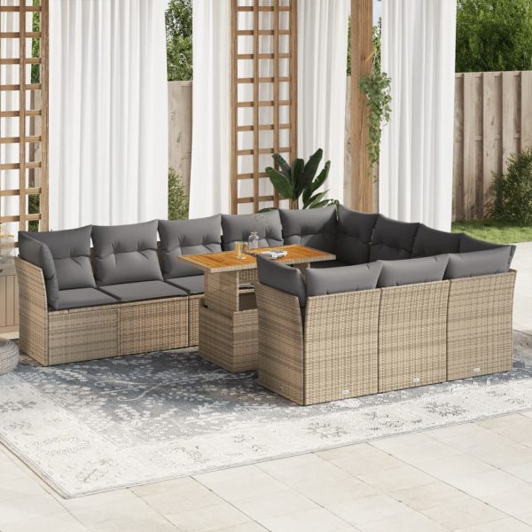 1 Loungeset Met Kussens Poly Rattan - Afbeelding 15