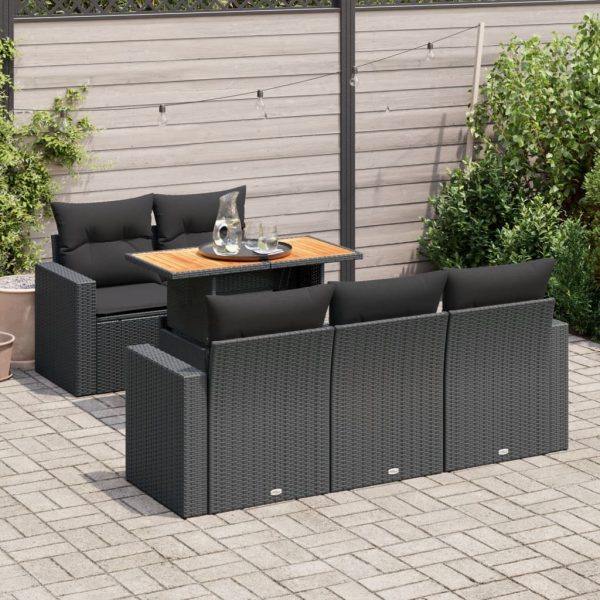 6-Delige Loungeset Met Kussens Poly Rattan