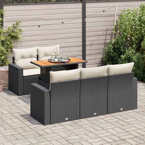 6-Delige Loungeset Met Kussens Poly Rattan - Afbeelding 15