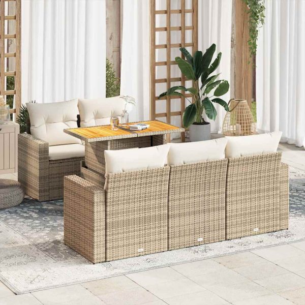 6-Delige Loungeset Met Kussens Poly Rattan - Afbeelding 16