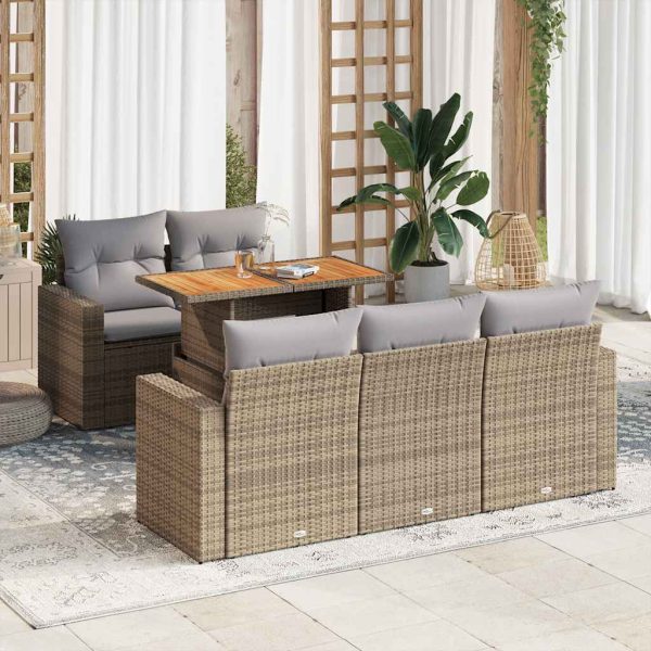 6-Delige Loungeset Met Kussens Poly Rattan - Afbeelding 13