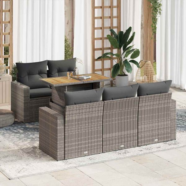 6-Delige Loungeset Met Kussens Poly Rattan - Afbeelding 14