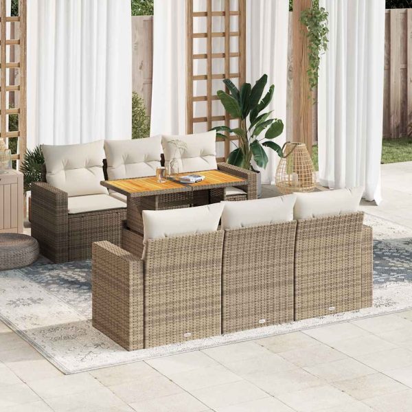 7-Delige Loungeset Met Kussens Poly Rattan - Afbeelding 16