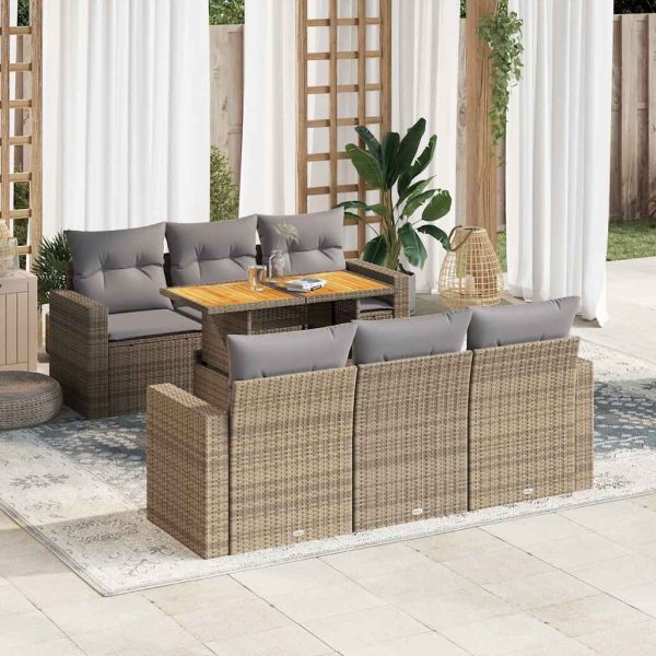 7-Delige Loungeset Met Kussens Poly Rattan - Afbeelding 14