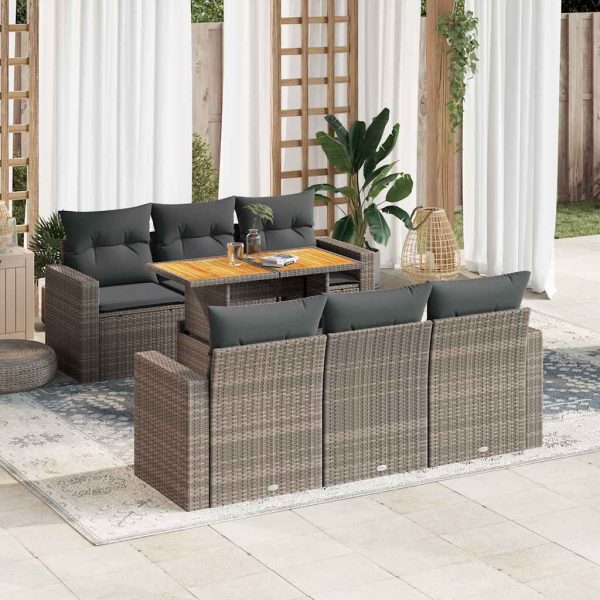 7-Delige Loungeset Met Kussens Poly Rattan - Afbeelding 13