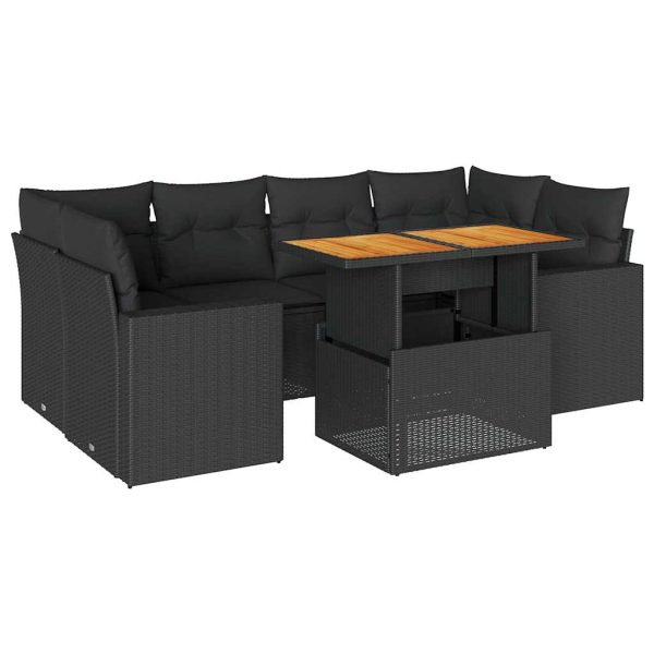 7-Delige Loungeset Met Kussens Poly Rattan - Afbeelding 2