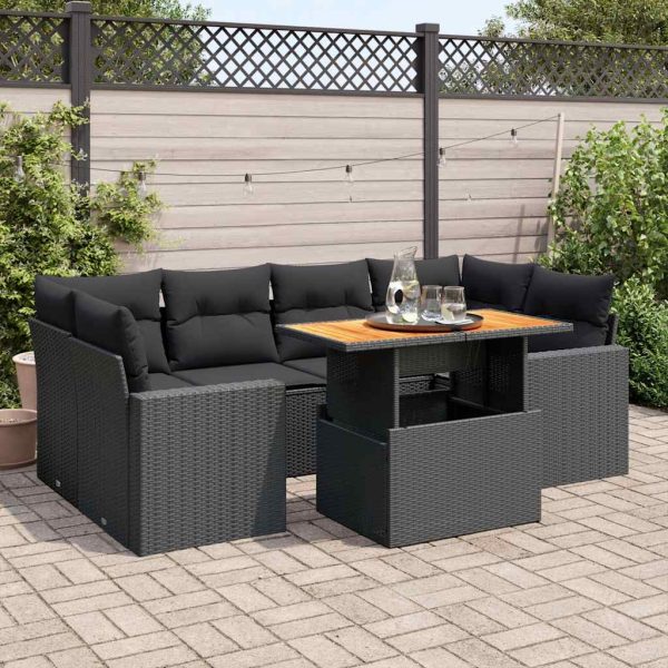 7-Delige Loungeset Met Kussens Poly Rattan