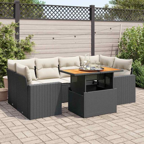 7-Delige Loungeset Met Kussens Poly Rattan - Afbeelding 15