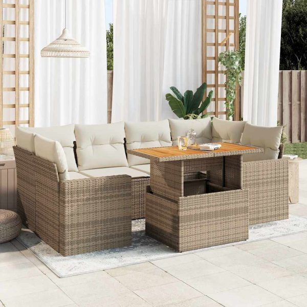 7-Delige Loungeset Met Kussens Poly Rattan - Afbeelding 14