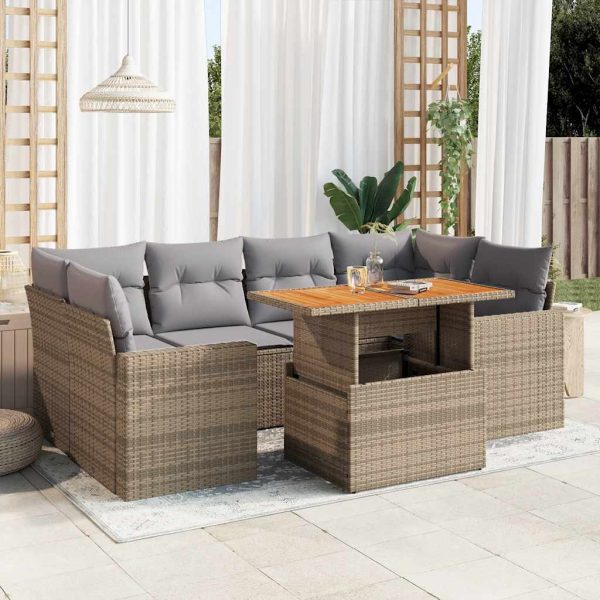 7-Delige Loungeset Met Kussens Poly Rattan - Afbeelding 13