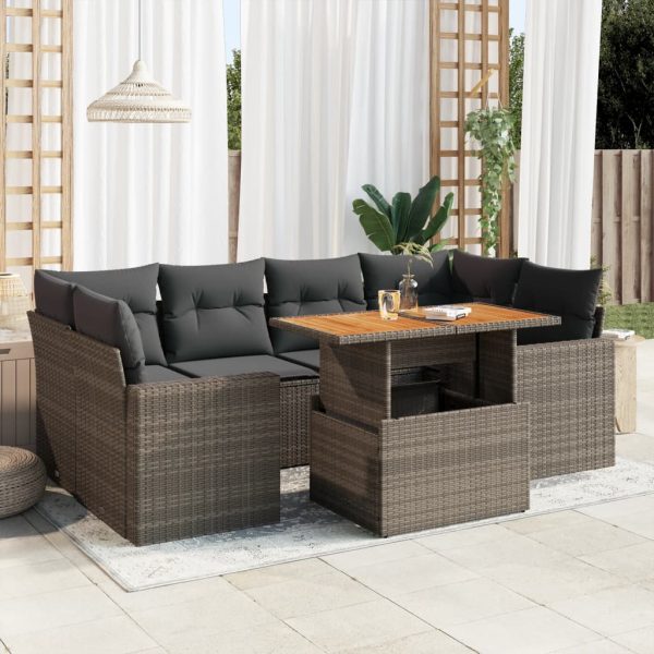 7-Delige Loungeset Met Kussens Poly Rattan - Afbeelding 16