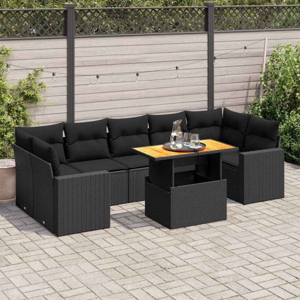 8-Delige Loungeset Met Kussens Poly Rattan