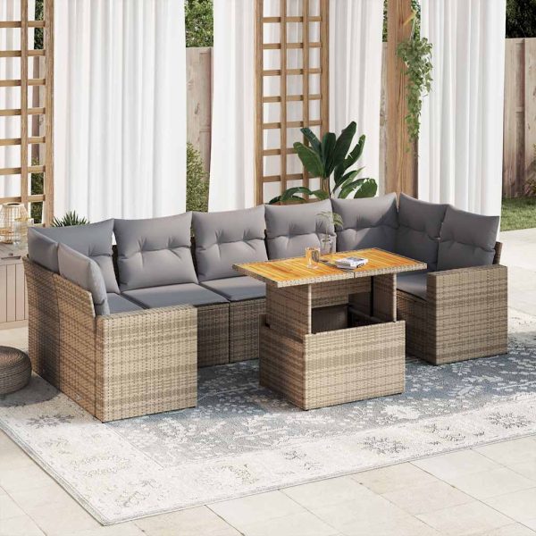 8-Delige Loungeset Met Kussens Poly Rattan - Afbeelding 13