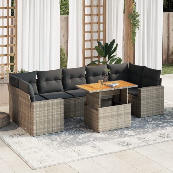 8-Delige Loungeset Met Kussens Poly Rattan - Afbeelding 14