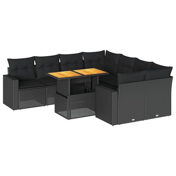 9-Delige Loungeset Met Kussens Poly Rattan - Afbeelding 2