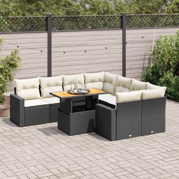 9-Delige Loungeset Met Kussens Poly Rattan - Afbeelding 16