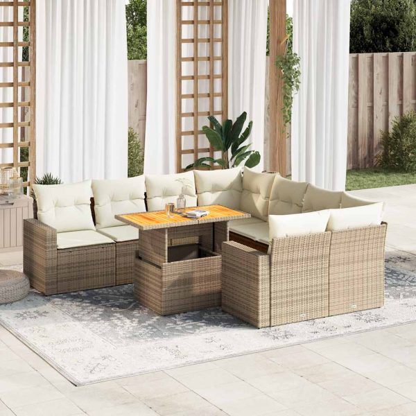 9-Delige Loungeset Met Kussens Poly Rattan - Afbeelding 13