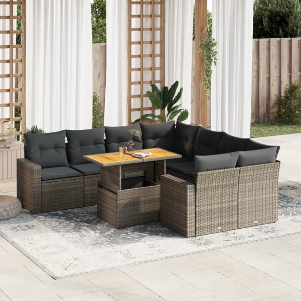 9-Delige Loungeset Met Kussens Poly Rattan - Afbeelding 14