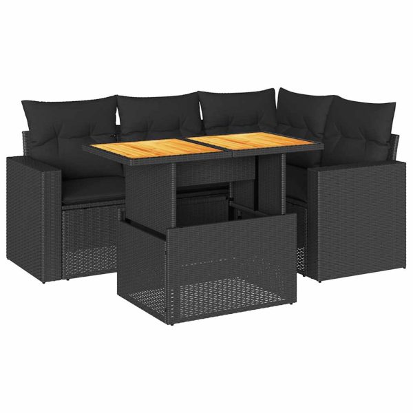 5-Delige Loungeset Met Kussens Poly Rattan - Afbeelding 2