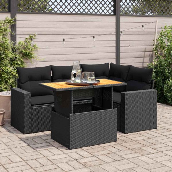 5-Delige Loungeset Met Kussens Poly Rattan