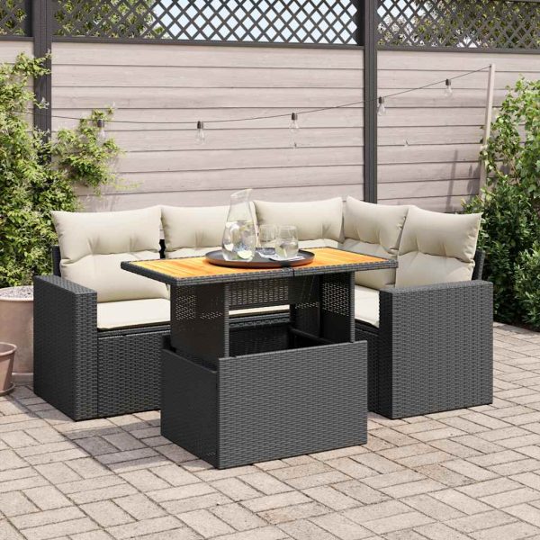 5-Delige Loungeset Met Kussens Poly Rattan - Afbeelding 16