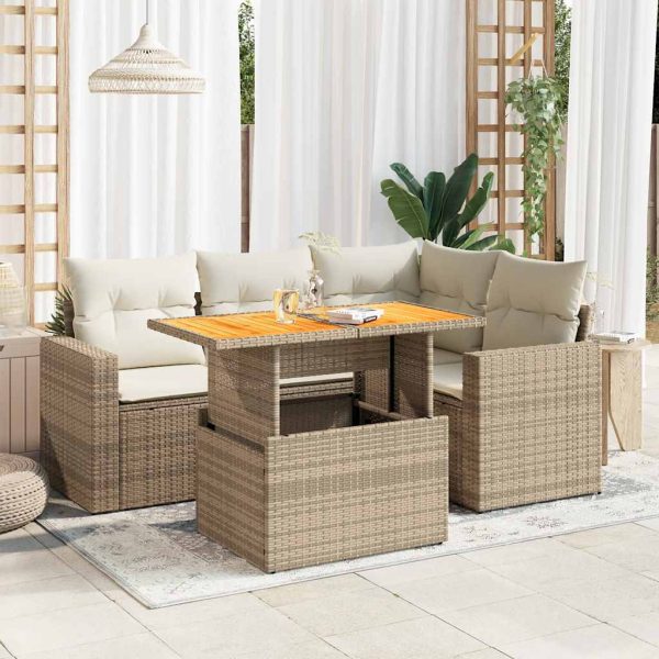 5-Delige Loungeset Met Kussens Poly Rattan - Afbeelding 15