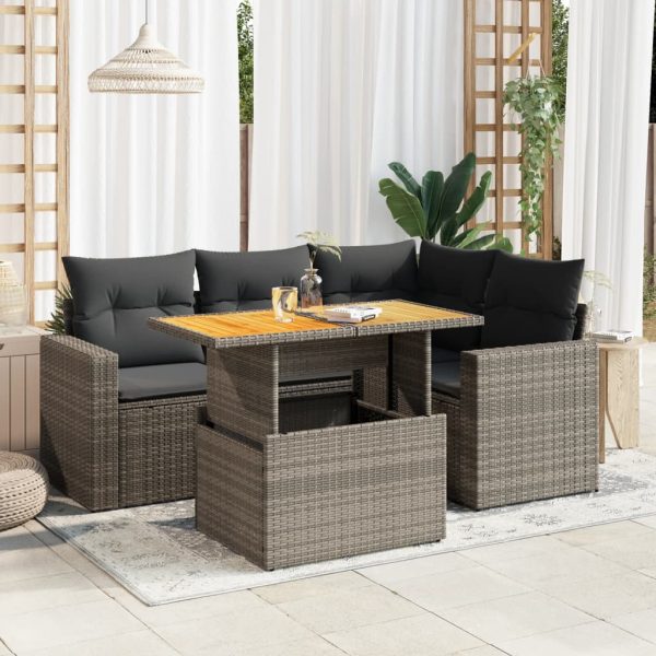 5-Delige Loungeset Met Kussens Poly Rattan - Afbeelding 13