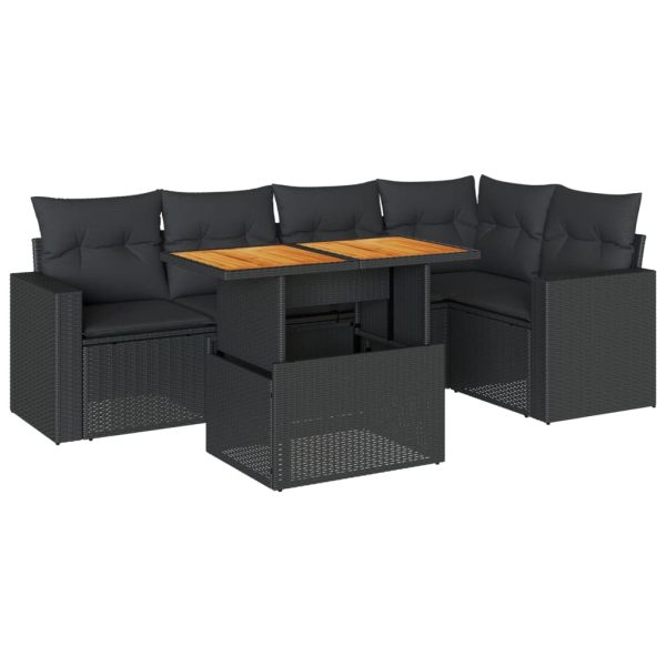 6-Delige Loungeset Met Kussens Poly Rattan - Afbeelding 2