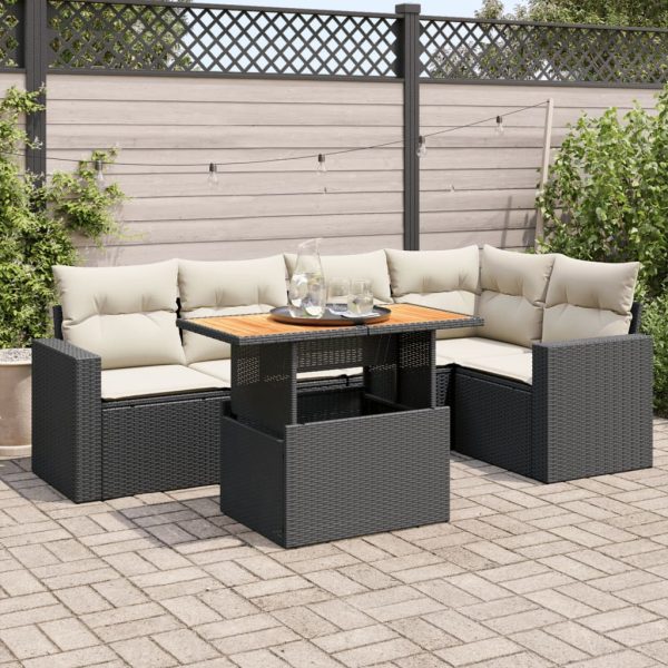 6-Delige Loungeset Met Kussens Poly Rattan - Afbeelding 15